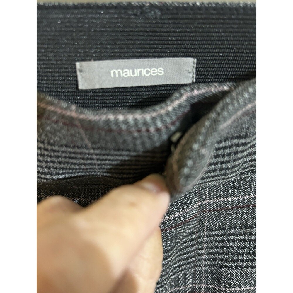 maurices Women's L Gray Plaid High Waist Dress Pants Flat Front Pockets Stretch - Picture 4 of 8